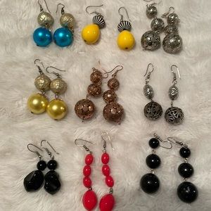 9 pair of beaded pierced earrings
